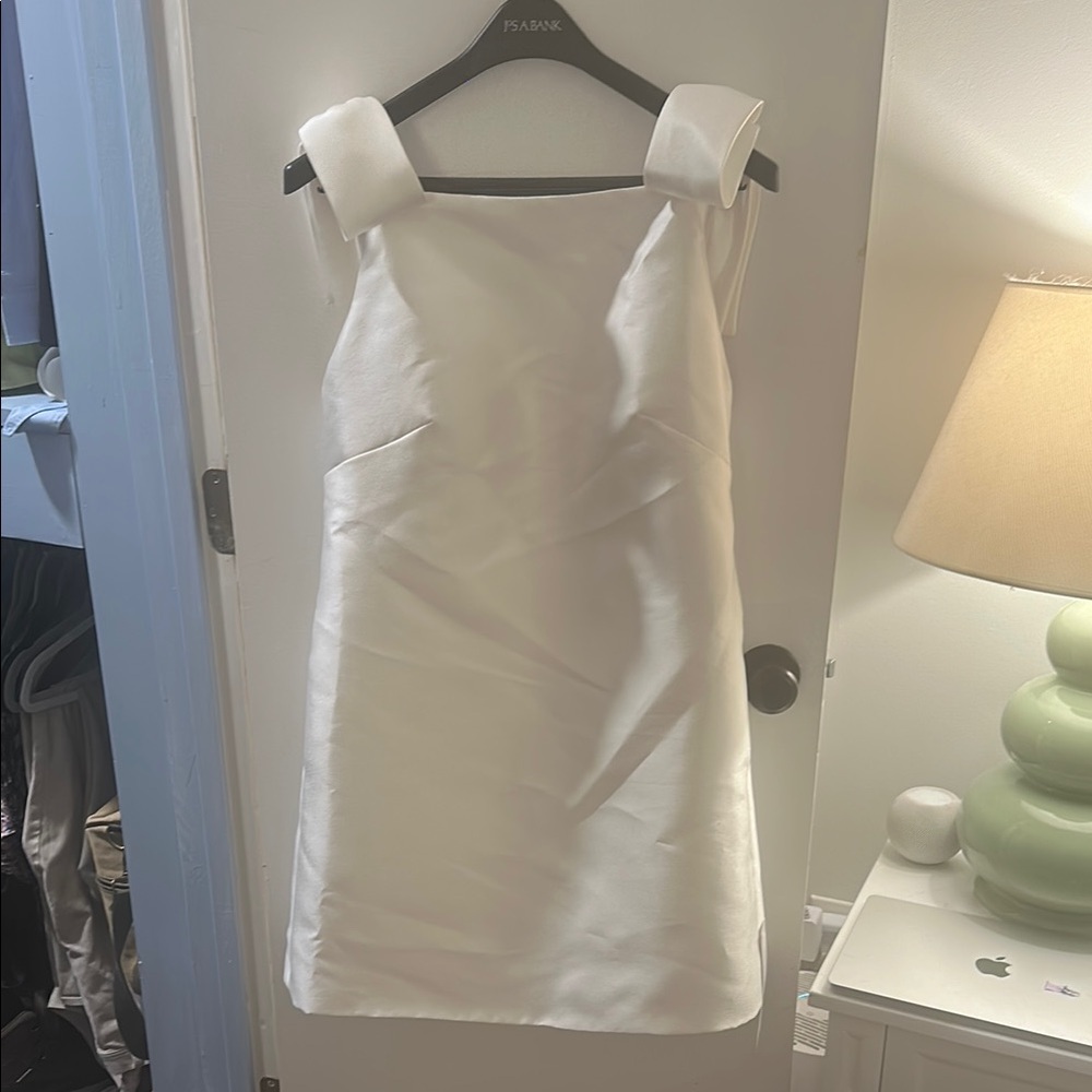 Waters Row Bow-Shoulder Shift Mini Dress